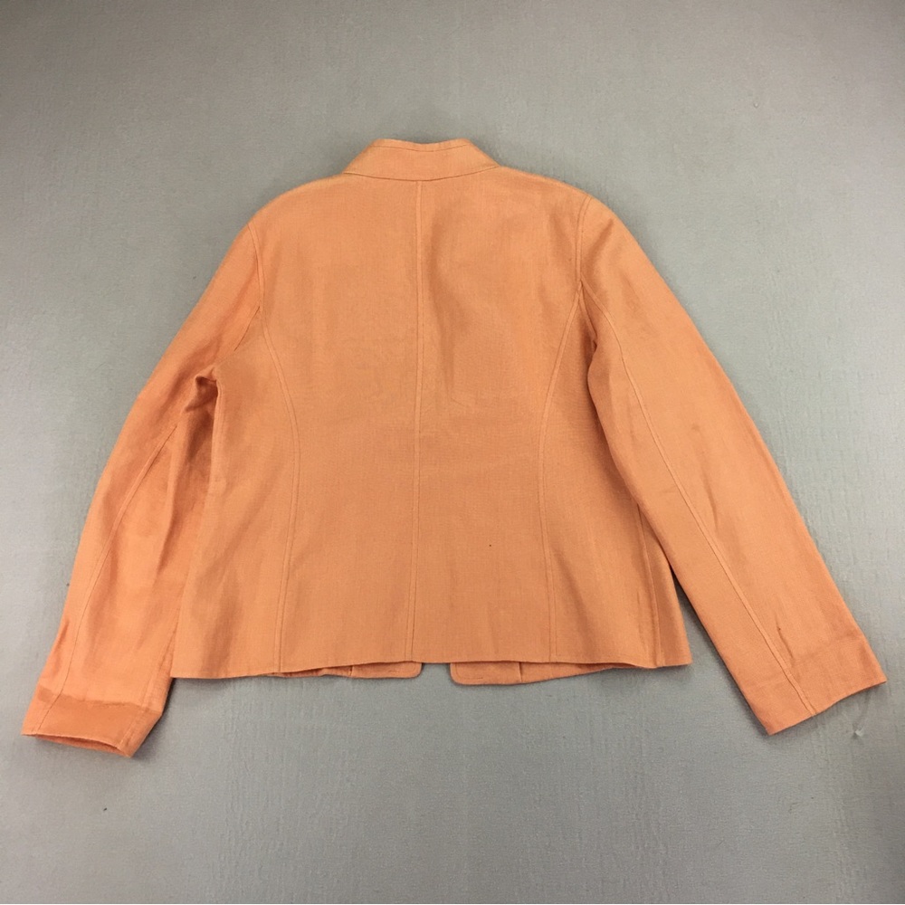 Linda Allard Ellen Tracy Linen Jacket Women's Size 10 Open Front Lined  Salmon - Picture 9 of 13